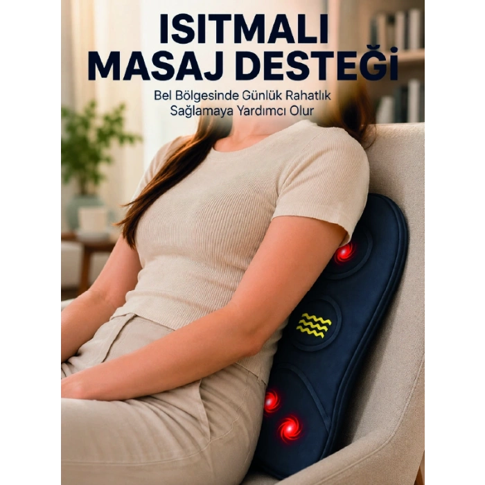 Titreşimli Isıtmalı Sırt Ve Bel Masaj Minderi Ergonomik Tasarım