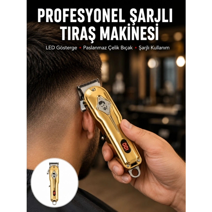 Type-c Şarjlı Lcd Ekranlı Profesyonel Saç Sakal Tıraş Makinesi Yeni Nesil