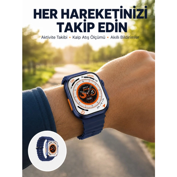 Ultra Akıllı Saat 2.05 İnç Büyük Ekran Bluetooth Aramalı Ip67 Yeni Nesil
