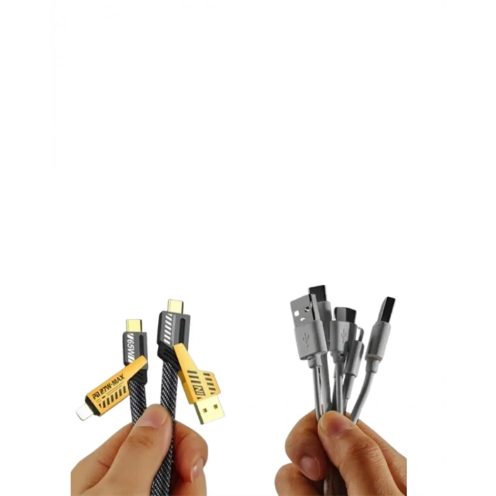 Usb-c Ve Lightning Uyumlu 4ü 1 Arada Kablo – 65w Hızlı Şarj, Örgülü Dayanıklı Yapı