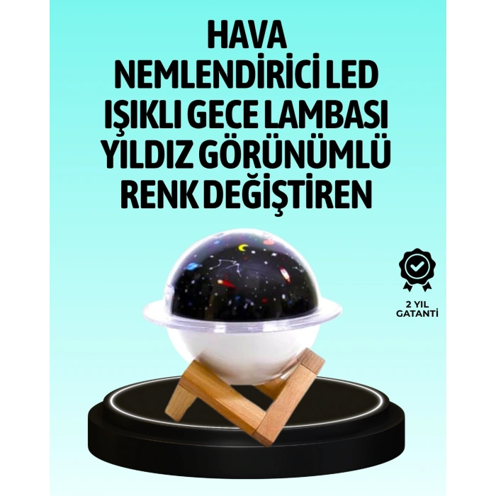 Usb İle Çalışan Projektörlü Aromaterapi Nemlendirici Masaüstü Kullanım İçin Uygun