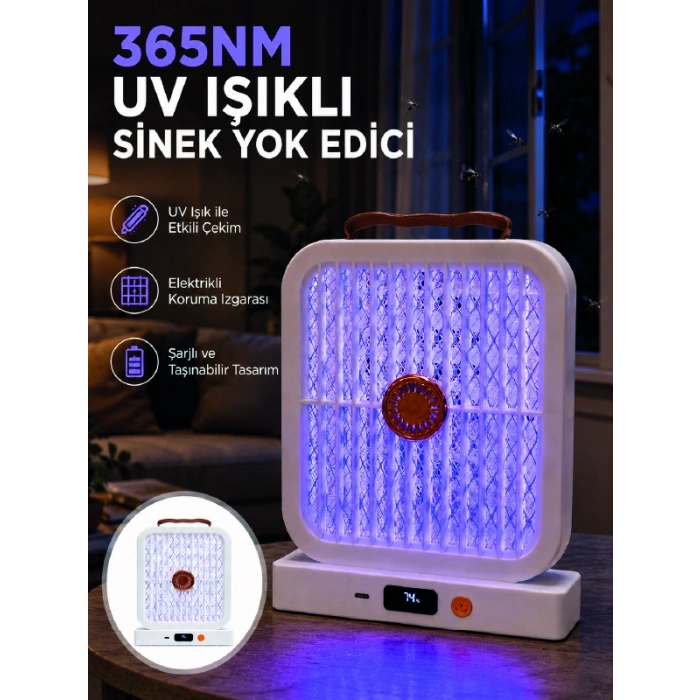 Uv Işıklı Şarj Edilebilir Sinek Yok Edici Elektrikli Lamba Beyaz