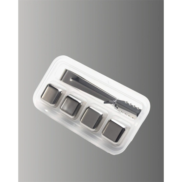 Yeniden Kullanılabilir 304 Çelik Metal Buz Küpleri 4lü Set