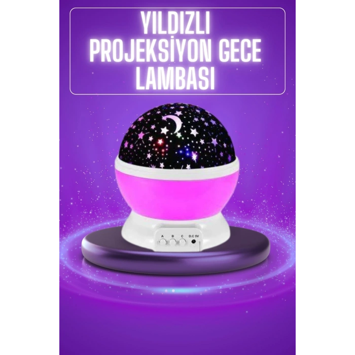 Yıldız Görünümlü Gece Lambası Renkli Masa Lambası Gökyüzü Projeksiyon