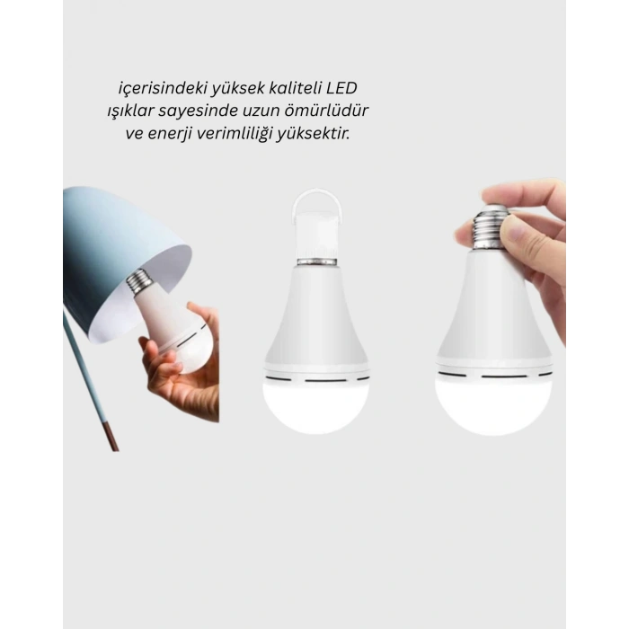 Yüksek Işık Güçlü Şarjlı Led Ampul E27 30w Enerji Tasarruflu