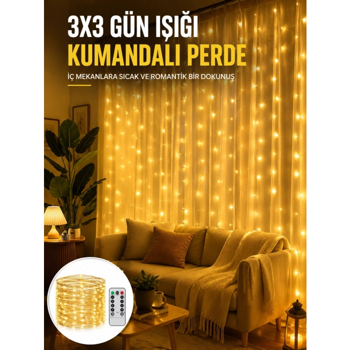 Zaman Ayarlı 8 Modlu Günışığı Perde Led Işık Usb Çalışma Yeni Nesil