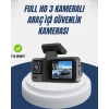 1080p Üç Kameralı Araç Kamerası Wi-fi Destekli Park Modu Ve G-sensörlü