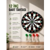 12 İnç Ahşap Dart Tahtası 4 Adet Metal Uçlu Dart Oku Dahil