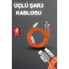 120w Hızlı Şarj Kablosu Turuncu Yüksek Güç Kapasitesi Çoklu Şarj Girişi
