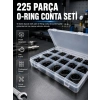225 Parça O-ring Conta Seti 18 Farklı Ölçü Kauçuk Sızdırmazlık Conta Organizer Kutulu