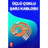 3 İn 1 Süper Hızlı Şarj Kablosu Android Ve İos Uyumlu Silikon Şarj Kablosu