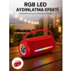 360 Rgb Ledli Taşınabilir Bluetooth Hoparlör – Kırmızı, Usb/tf Destekli