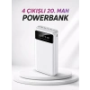 4 Çıkışlı 20.000 Mah Powerbank Taşınabilir Çoklu Giriş