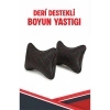 CUPRA BORN UYUMLU ARAÇ-OTO SİYAH DERİ KIRMIZI DİKİŞLİ BOYUN DESTEK YASTIĞI