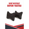 FİAT 500E UYUMLU ARAÇ-OTO SİYAH DERİ KIRMIZI DİKİŞLİ BOYUN DESTEK YASTIĞI