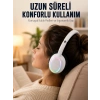 Beyaz Kablosuz Bluetooth Kulaklık Mikrofonlu Ergonomik Kulak Üstü Tasarım