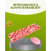 Bluetooth Retro Kablosuz Klavye Ve Mouse Seti – 3 Cihaz Bağlantılı, Sessiz Tuş, Uzun Pil Ömrü
