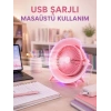 Gece Lambası Özellikli Şarjlı Mini Masaüstü Fan