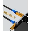 Hızlı Şarj Destekli 65w Örgülü Usb-c Ve Usb-a Çoklu Şarj Kablosu