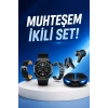 Kablosuz Bluetooth Bağlantılı Kulaklık Ve Dokunmatik Ekran Akıllı Saat Arama Cevaplama