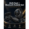 Kablosuz Bluetooth Kulaklık Ve Kordon Hediyeli Akıllı Saat Nabız Ölçer Uzun Pil Ömrü