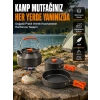 Katlanabilir Kulplu Alüminyum Kamp Tencere Tava Çaydanlık Seti Piknik Ve Doğa Kampı İçin