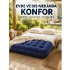 Konforlu Çift Kişilik Şişme Yatak Flokeli Yüzey Dayanıklı Gövde