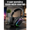 Mikrofonlu Bluetooth Kulak Üstü Kulaklık Rgb Aydınlatmalı Type-c Şarjlı