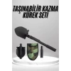 Pusulalı Katlanabilen Portatif Çantalı Mini Kazma Kürek Seti