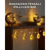 Ramazan Dekoru İçin Pilli Led Işık Altın Fener Tasarımlı