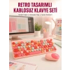 Renkli Retro Tuş Takımlı Klavye – 3 Cihaz Bağlantısı, Medya Kısayol Tuşları Yeni Nesil