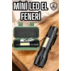 Şarjlı Metal Zoomlu El Feneri Işıldak Led Işık Taşınabilir El Lambası