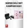 Wireless Şarjlı Pembe Akıllı Saat Ve Kablosuz Bluetooth Kulaklık Dokunmatik Kontrol