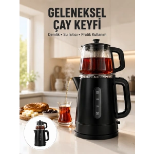 0,9 L Cam Demlik Ve 1,7 L Su Haznesi İle Çay Keyfi Yeni Nesil
