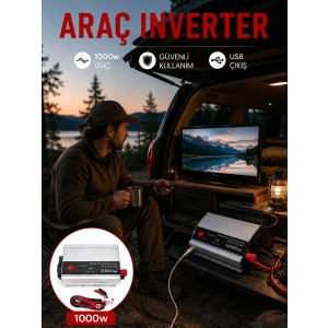 1000w Araç İnverter Aküden Elektrik Üreten Taşınabilir Güç Dönüştürücü