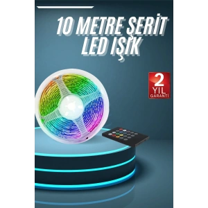 10m Şerit Led İç Mekan Renkli Rgb Şerit Led Kumandalı