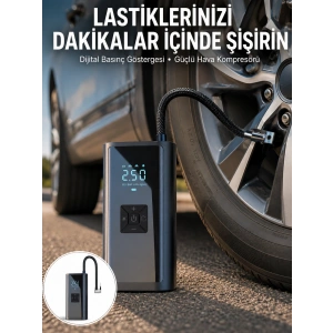 12v Uyumlu Çok İşlevli Akıllı Araç Lastik Pompası Yeni Nesil