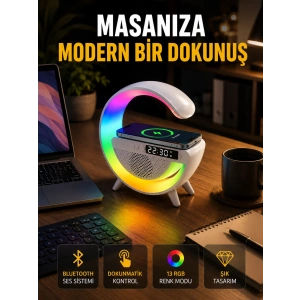 13 Renk Seçenekli Kablosuz Şarj Cihazlı Led Lamba