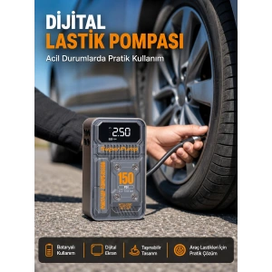 150 Psı Kablosuz Dijital Ekranlı Taşınabilir Araç Lastik Pompası
