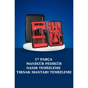 17 Parça Manikür Seti Taşınabilir Özel Çantalı El Ve Ayak Bakımı Tırnak Batığı Temizleme