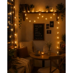 20 Led Yıldız Işık Zinciri Günışığı Beyaz Dekoratif Süs Lambası
