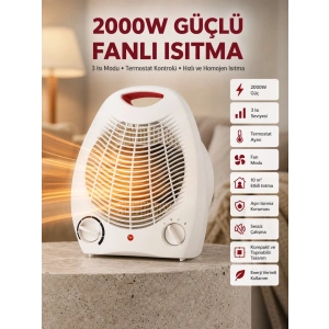 2000w Taşınabilir Elektrikli Fanlı Isıtıcı – Hızlı Isınma, Kompakt Boy