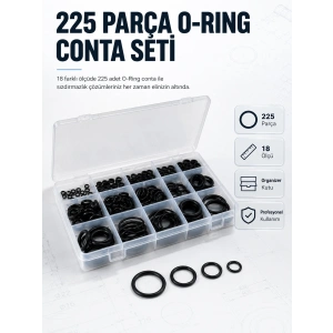 225 Pcs O-ring Conta Seti Profesyonel Tamir, Bakım Ve Sızdırmazlık Çözümü