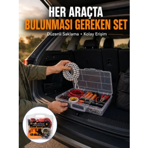 27 Parça Oto Güvenlik Ve Bakım Seti Şeffaf Taşıma Kutulu Araç Ekipman Çantasız
