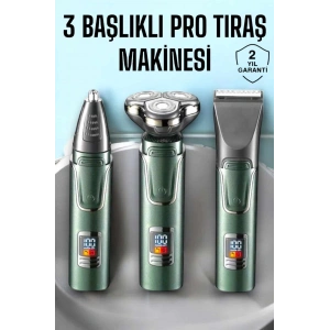 3 Başlıklı Profesyonel Saç Ve Sakal Bakım Seti Vücut, Burun Ve Kulak Tüy Alma