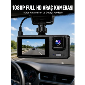 3 Kanallı Araç Kamerası – Full Hd 1080p Kayıt, 2” Ekran, Park Gözetimi Desteği Yeni Nesil