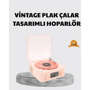 3-ü-1 Gece Işığı Bluetooth Hoparlör Ve Dijital Saat Vintage Plak Çalar Tasarımlı