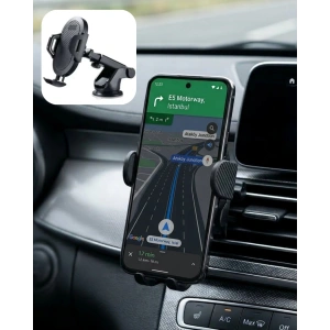 360° Döner Araç Telefon Tutucu Otomatik Kilit Mekanizmalı Stand