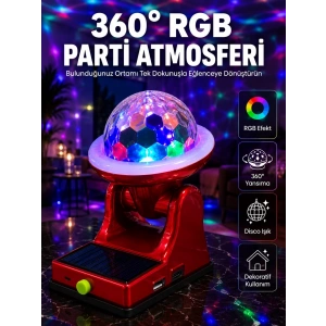 360° Rgb Led Disco Işığı Ayarlanabilir Başlıklı Güneş Enerjili Projektör Lamba