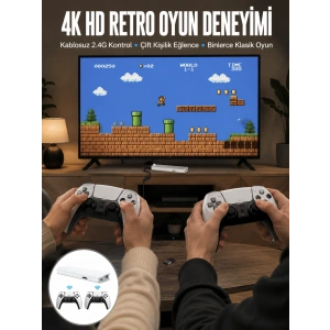 3d Çift Oyun Kollu 4k Hd Ekran Nostaljik 20.000 Oyunlu Beyaz Game Box Yeni Nesil